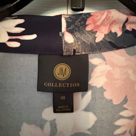 JM Collection Pink Graphic Notched Collar Blouse - Picture 2 of 3